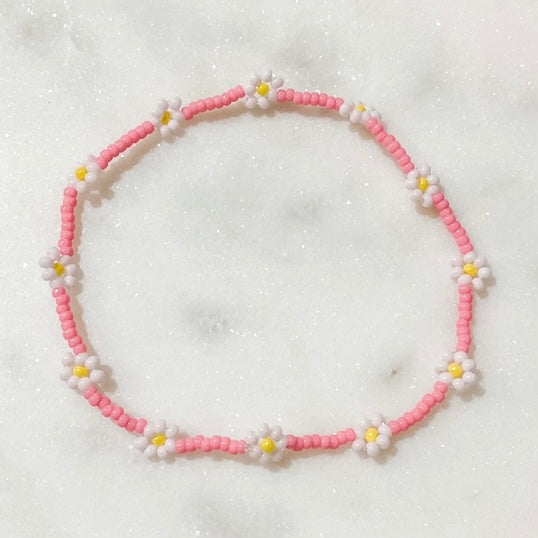 Seed Bead Bracelet / Daisy Bead Bracelet / Flower Bead 