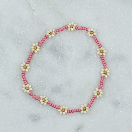 Muted Pink Daisy Bracelet/Anklet